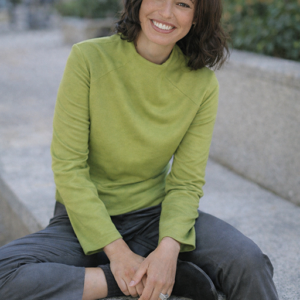 Lime Green Wool Mock-Neck Top (Long Sleeve)