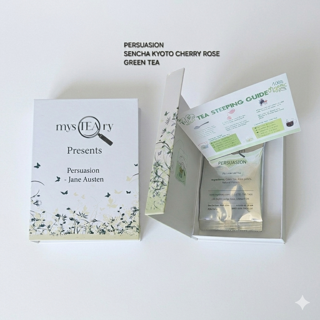 Persuasion Green Tea Literary Gift Set | Sencha Kyoto Cherry Rose Green Tea | MysTEAry Collection - Image 3