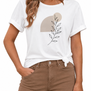 Fashion tees, curated t-shirt, earth botanical sage and sand design